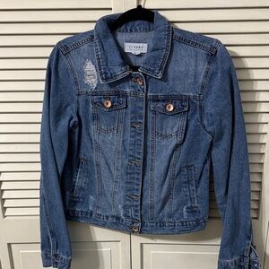 Ci Sono Distressed Blue Denim Jacket